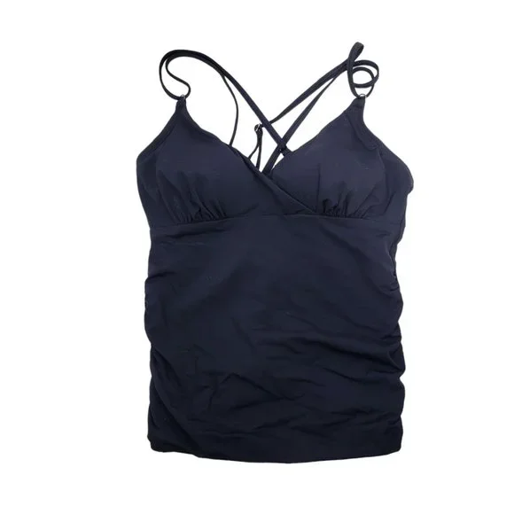 New CALIA Women's Strappy Ruched Tankini Top Size S Black - Picture 11 of 11